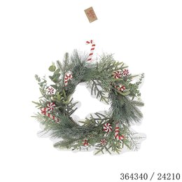 Courone de sapin D38cm avec canne à sucre