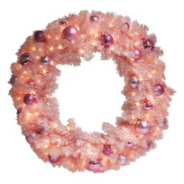 couronne avec boules rose transfo LED 90