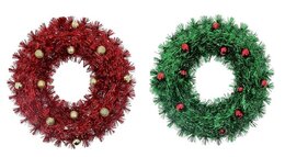 Couronne Noël D38cm avec boules 2ass