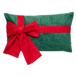 Coussin 30x50cm vert avec Noeud rouge