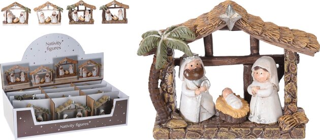 Crèche de Noël avec 3 personnages - 4ass