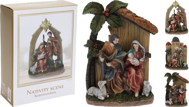 Crèche de Noël H21cm 3ass