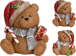 Deco beer met kerstmuts 2ass