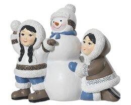 Deco enfants eskimo avec bonhomme neige 15x12cm