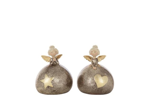 Deco engel bal D12xH15cm 2ass goud