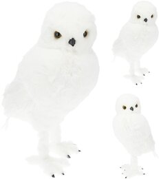 Deco Hibou debout D49cm blanc 2ass