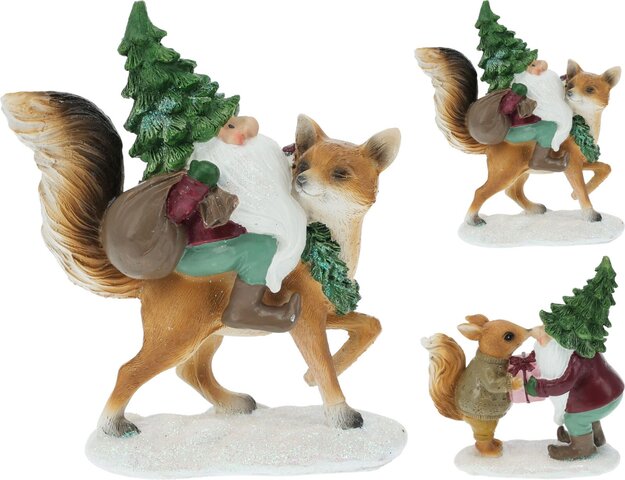 Deco kabouter met dieren 13cm 2ass