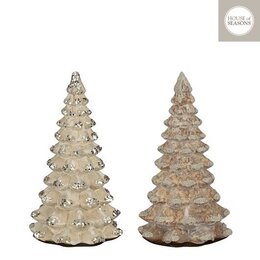 Deco kerstboom 11x22cm glas 2ass