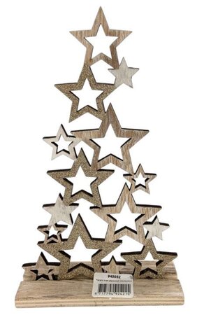 Deco kerstboom 12x19cm hout