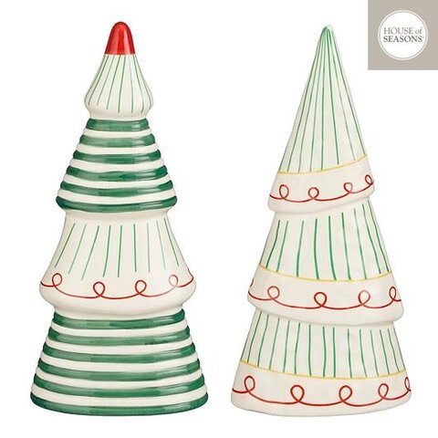Deco kerstboom 12x25cm keramiek 2ass