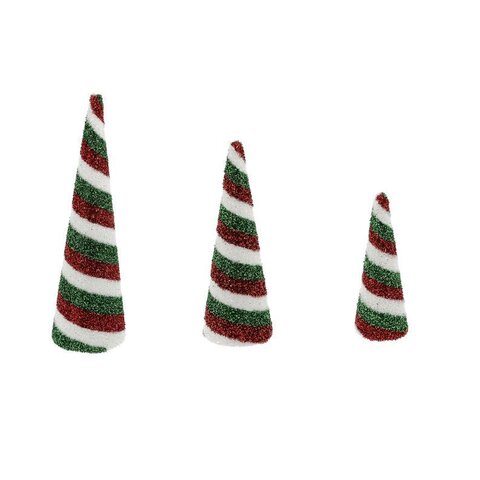 Deco kerstboom 9x9x25cm rood wit groen