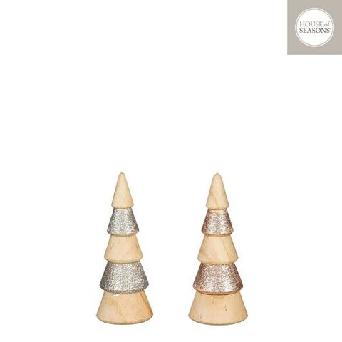 Deco kerstboom D5xH13cm 2ass