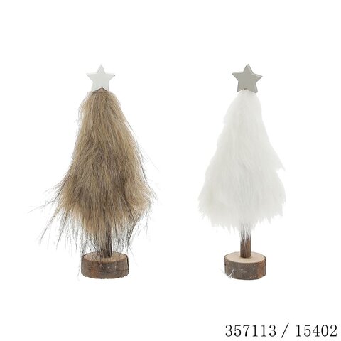 Deco kerstboom H16cm met bont 2ass
