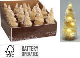 Deco kerstboom H20cm 12Led creme