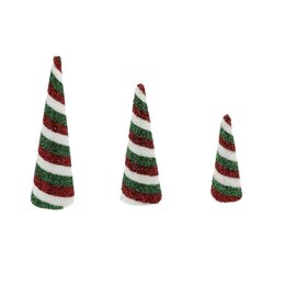 Deco kerstboom rood wit groen set van 3