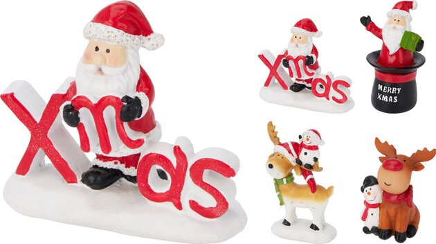 Deco kerstfiguur 7x10cm 4ass