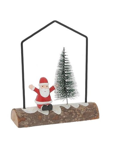 Deco kerstman 12x3x14cm hout