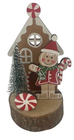 Deco Kerstman met huis 7x12cm