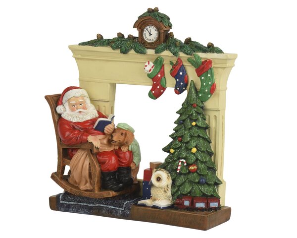 Deco Kerstman naast haard 8x27x28cm