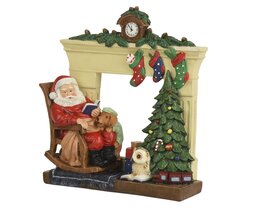 Deco Kerstman naast haard 8x27x28cm