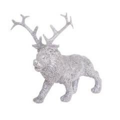 Deco leeuw met rendiergewei 16cm 2ass