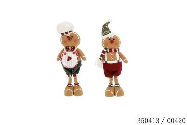 Deco peperkoek met muts 19x9x50cm groen/rood 2ass