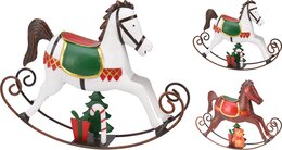 Deco schommelpaard L34cm metaal 2ass