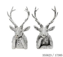Deco tête cerf 19x32cm 2ass argent