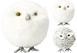 Deco uil staand H17cm wit 2ass