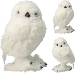 Deco uil staand H18cm wit 2ass