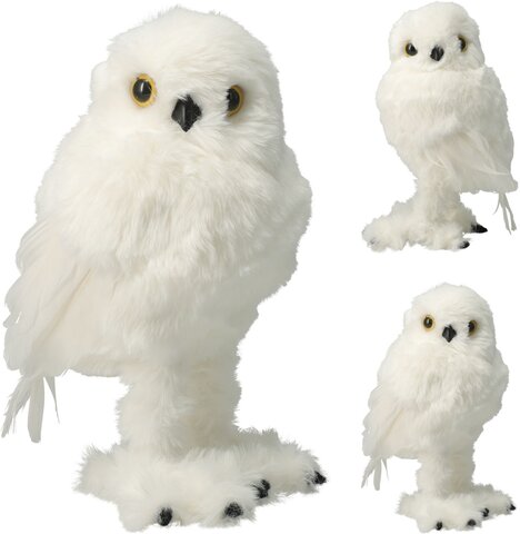 Deco uil staand H24cm wit 2ass
