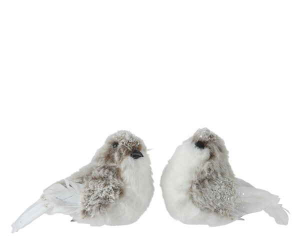 Deco vogel 12x6x8cm op clip bruin 2ass