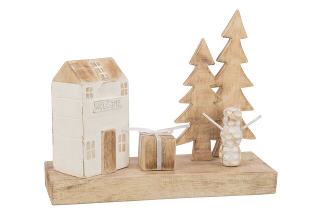 Decoratie Huis en boom 40x12x30 - hout