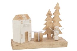 Décoration Maison et arbre 40x12x30 - bois