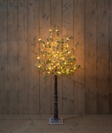 Dennenboom H150cm 80Led classic warm bruin met sneeuw