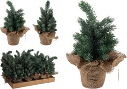 Dennenboom H30cm jute pot 2ass