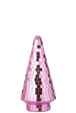 Dennenboom spiegel 11x23cm glas roze