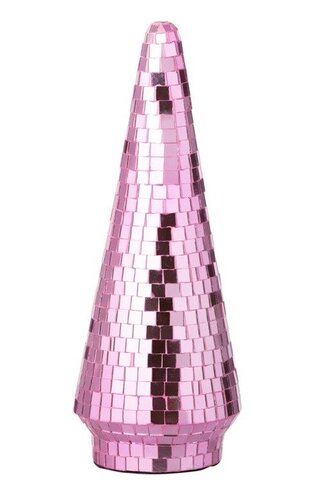 Dennenboom spiegel 12x33cm glas roze