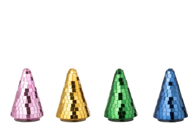 Dennenboom spiegel 9x14cm glas mix 4ass