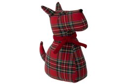 Deurstopper hond 25x34cm Ruiten rood groen