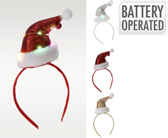 Diadeem kerstmuts Led 3ass