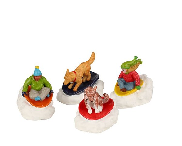 Dog Snow Saucer Fun, Set Of 4