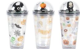 Drinkbeker 9x22cm met rietje Led 3ass