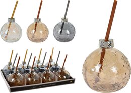 Drinkglas kerstbal 3ass met rietje