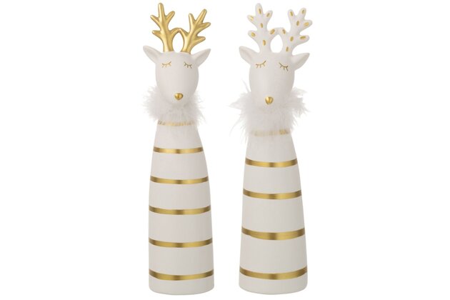 Eland keramiek 8x26cm goud/wit - 2ass