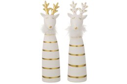 Eland keramiek 8x26cm goud/wit - 2ass