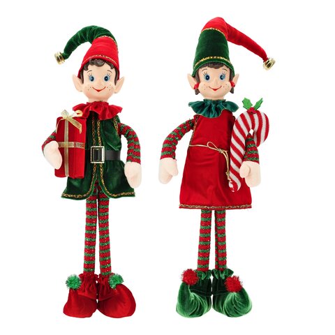 Elf lange benen 20x14x70cm rood groen 2ass