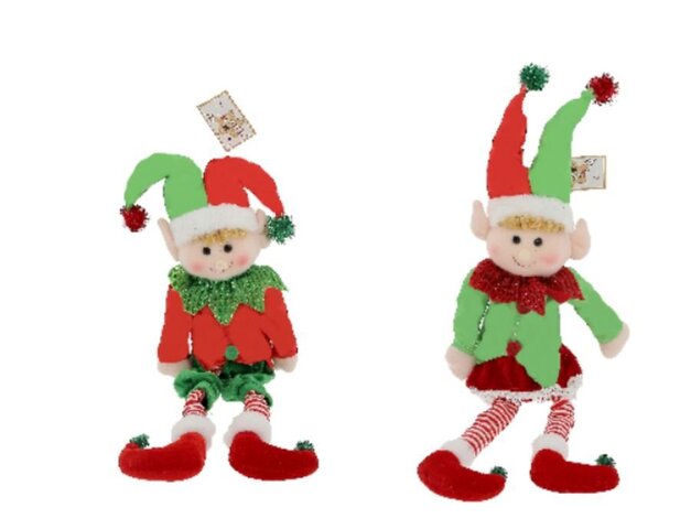 Elf zittend 12x8x48cm 2ass