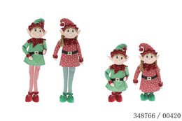 Elfje staand 20x13x66cm 2ass - rood+groen