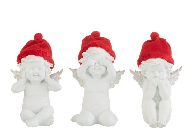 Engel 8x17cm rood/wit 3ass horen zien zwijgen